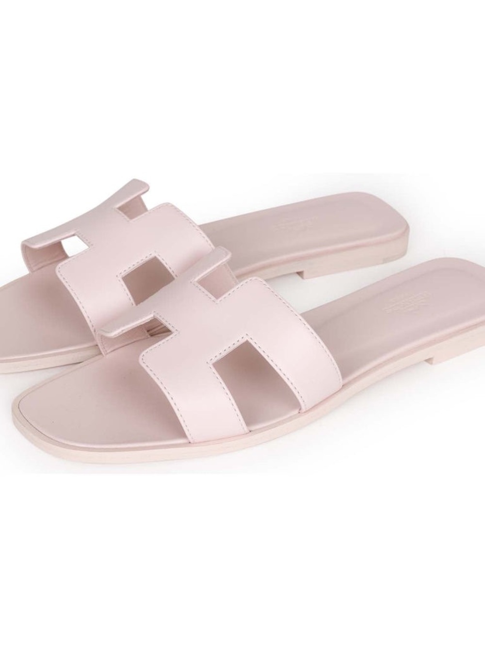 Hermes Pale Pink Leather Slide Sandals